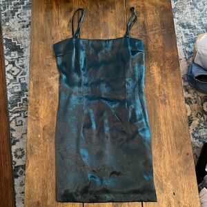 Lulu's Dark Green Satin Mini Dress Size S